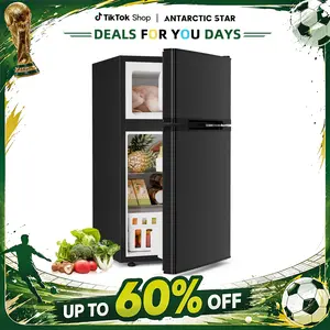【DealsForYouDays】Antarctic Star 3.2 Cu.Ft. Mini Refrigerator with Freezer, Double Door Compact Fridge with Adjustable Removable Shelves, for Dorm/Apartment/Office/Basement summerwins