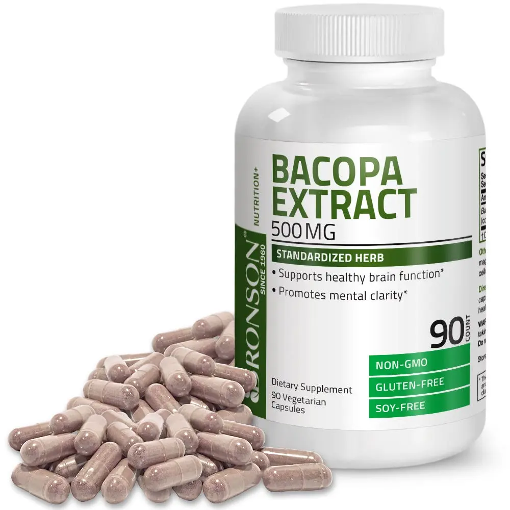 Bacopa Monniera Standardized Extract - 500 mg - 90 Vegetarian Capsules, Healthcare Natural