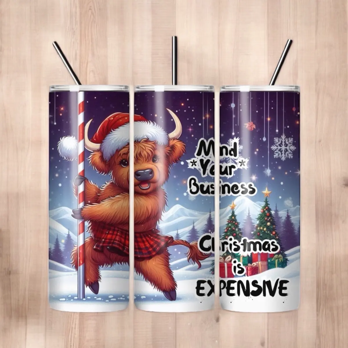 Christmas funny highland cow 29oz tumbler