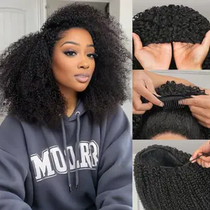 [3 In 1 Half Wig] Kingsup Afro Curly Wear Go Glueless Half Wig 180% 250% Density Upgrade With Drawstring Cap Invisible Hairline Human Hair Wigs Beginner Friendly #outdoorfun