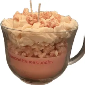 Diamond Renee Candles Strawberry Crunch Candle in Glass Mug with Creamy Top for Aromatic Home Decor