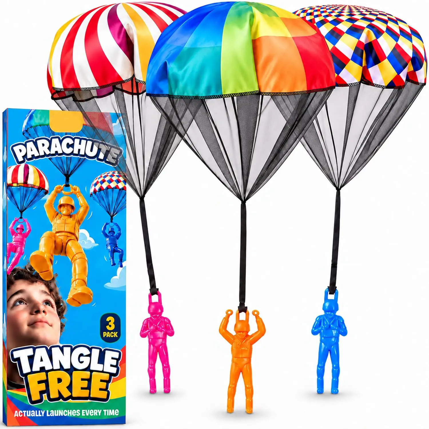Tangle-Free Parachute Toys for Kids, Outdoor Flying Parachute Toy for Boys & Girls Ages 3–12, Indoor & Outdoor Play, Unique Christmas Stocking Stuffers & Gift Ideas 2026