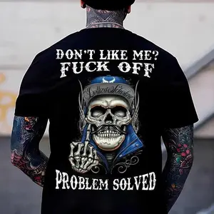 BelleHeaven  Edgy Attitude T - shirt: “Don't Like Me? Fuck Off Problem Solved” Skull Graphic