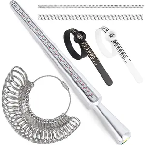 Ring Sizer Measuring Tool Kit Ring Sizing Kit with  Ring Size 0-13 Metal Ring Mandrel Measurer Finger Size 1-17 Ring Sizers Stick for Men Women Ring Measurement