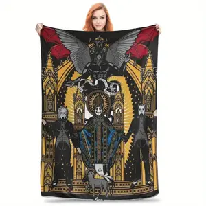 Ghost Band Themed Poster Fleece Blanket - A Cozy and Soft Polyester Blanket Featuring Charming Designs - Suitable for Sofas, Beds, Offices, Travel, and Camping -halloween Decor Blanket Sale Christmas Decor Christmas Gifts Birthday Decorations