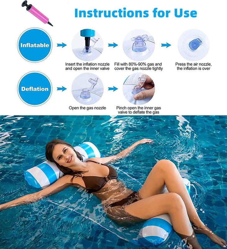 8 Pack Pool Floats Adult Size,Multi-Purpose 4-in-1 Inflatable Hammock Toys (Saddle,Lounge Chair,Hammock,Drifter) Floats for Swimming Pool,for Vacation Fun and Rest