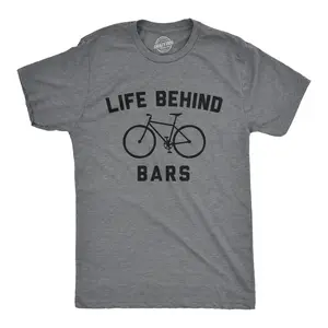 Mens Funny T Shirts Life Behind Bars Sarcastic Bicycle Graphic Novelty Biking Tee for Men Mens Funny T Shirts Cool Vintage Fashion T-Shirt Gift Classic Menswear Funny Sarcastic Short Sleeve Novelty Tees for Dark Grey