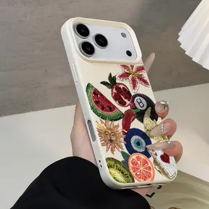 Phone Case: 1 Exquisite Beaded Fruit and Flower Collage Pattern TPU Phone Case for iPhone 17/17Pro/17ProMax/17Air/iPhone 16/16Pro/16ProMax/16Plus/15/15Pro/15ProMax/14/14Plus/14ProMax/13/13ProMax/12Pro/12ProMax/11/11Pro, Fashionable Protective Soft