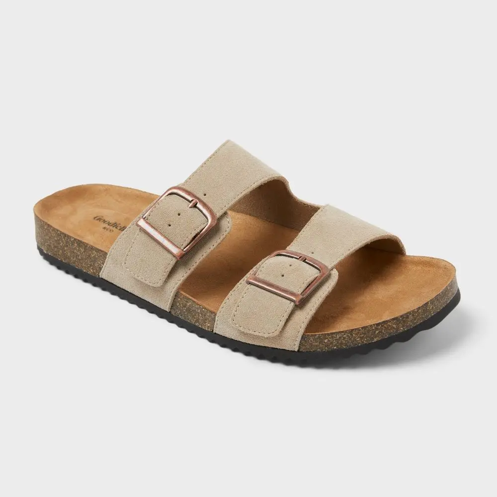 Men's Saul Suede Two Band Sandals - Goodfellow & Co Summer Footwear Black