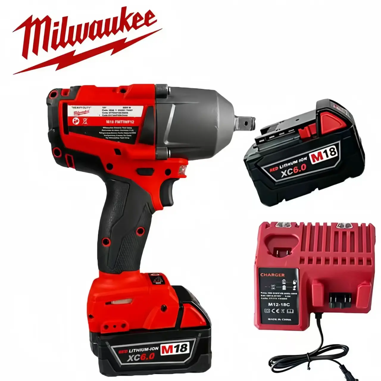 Milwaukee M18 1/2" Cordless Impact Wrench Set - 170mm Compact Body, High Power Tool, 610 nm Torque, 3-Mode Drive Control, Chrome Sockets, LED Lights, Auto Repair Tool for Tight Spaces, Wheel & Suspension Automotive Maintenance, 813 Nm Torque