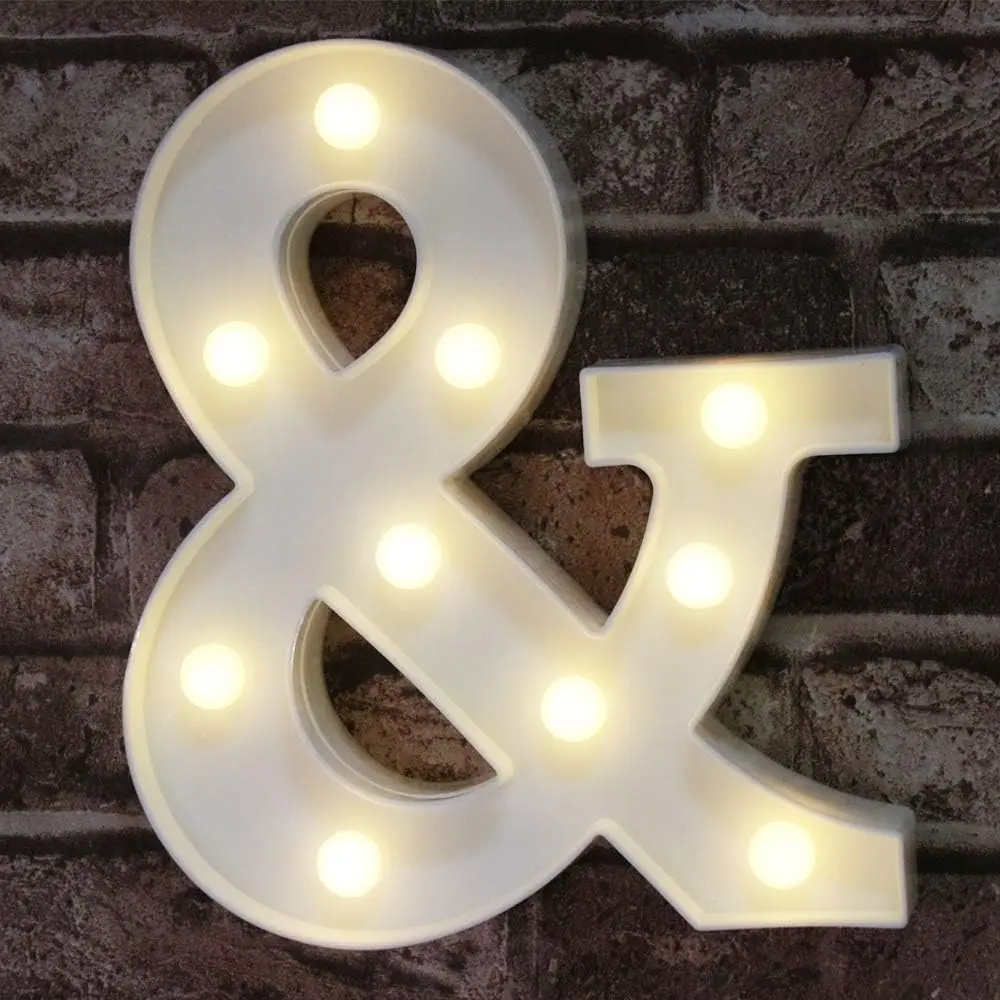 Plastic Marquee Letter LED Mood Light Sign - Hanging USB & Mobile Lights, Alphabet Set with 26 Alphabets, 10 Arabic Numerals, Symbols, Batteries, Switch Included, Perfect Size, DIY Home & Wedding Decoration Accessory