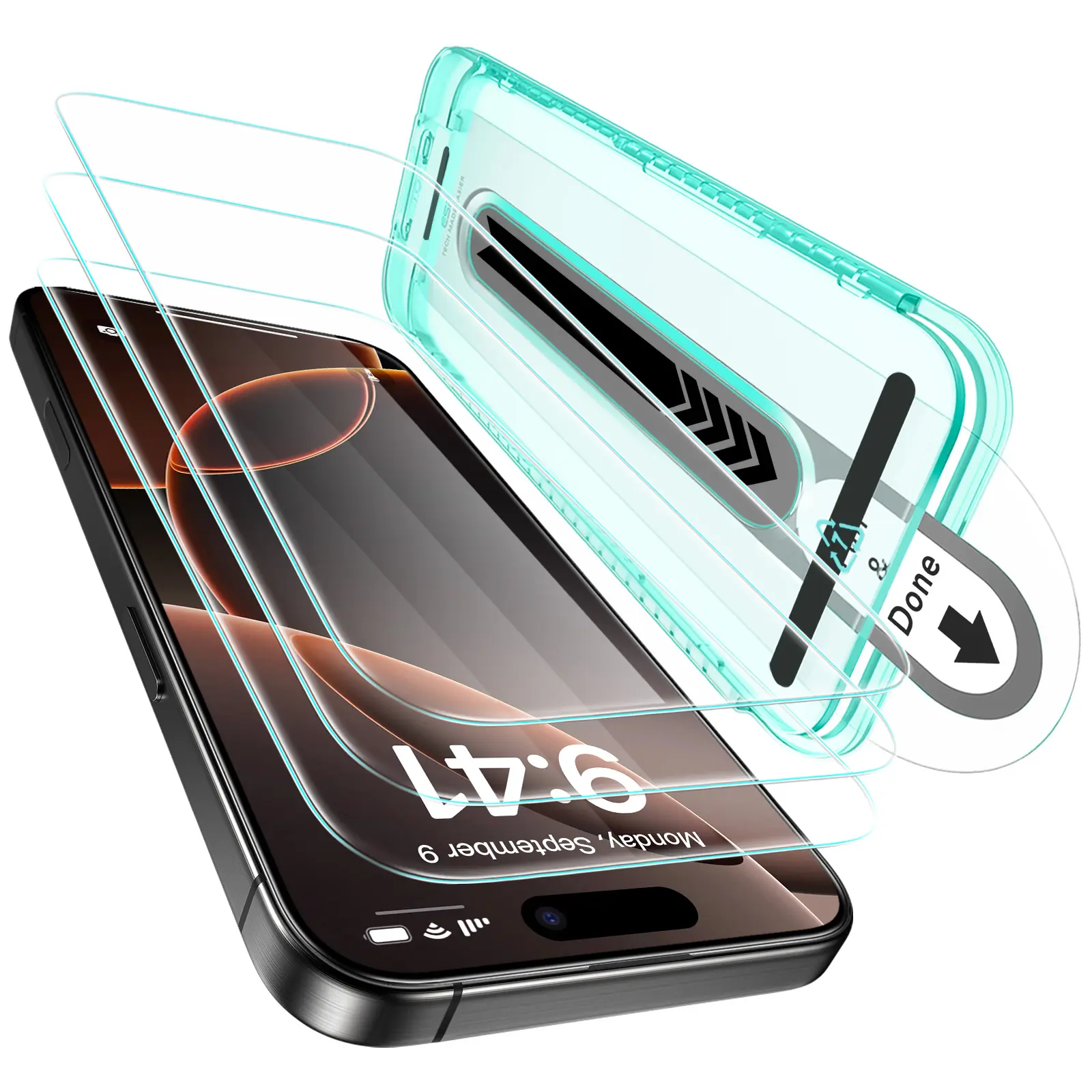 ESR 3 Pack Privacy Screen Protector for iPhone 16, 15, 14, 14 Pro - 9H Hardness, Military Grade Shockproof Shatterproof Tempered Glass, HD Clear, Anti-Scratch Phone Accessories with Flawless Fit Tray