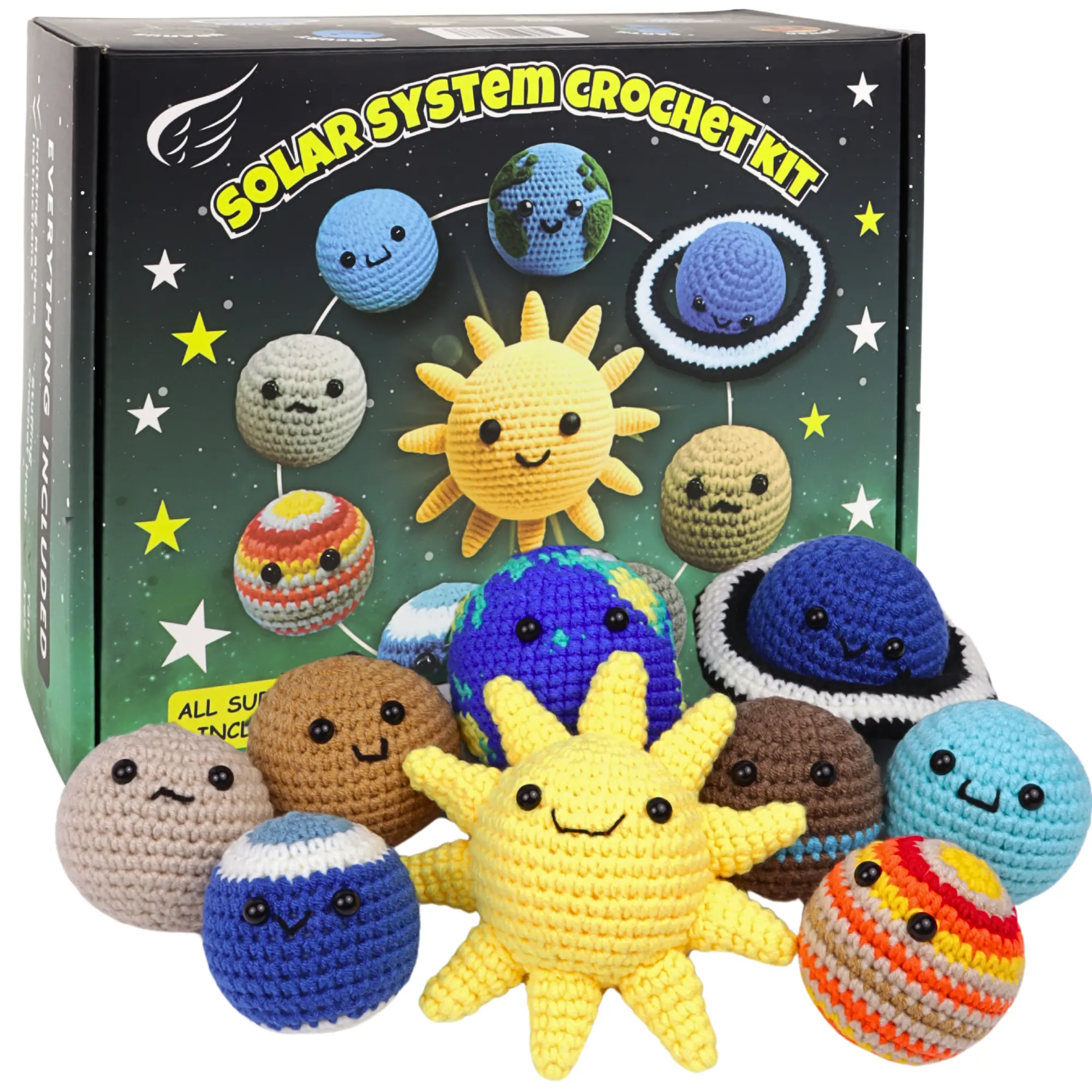 Solar System Crochet Kit, Outer Space Amigurumi, All Supplies Included, Step-by-Step Video Tutorials