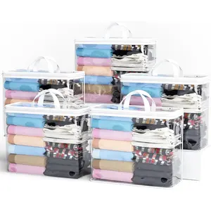 5PACK 22L Clear Zippered Storage Bags for Clothes Bedding Blankets Comforters Books DVD & CD White