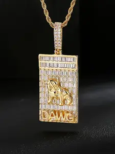 1PC ICED CHICS hip-hop bulldog pendant, DAWG copper-inlaid zircon pendant, necklace with 24-inch chain, gift to enhance your style, street dance accessory, versatile accessory