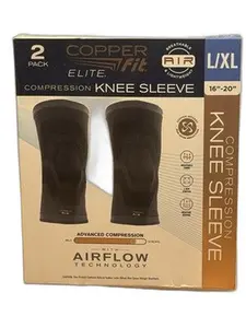 Copper Fit Elite Compression Knee Sleeve 2 Pack L/XL 16-20" Airflow Tech