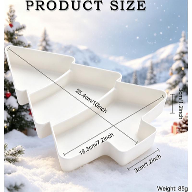 3-Piece Christmas Tree Shaped Serving Trays, Plastic Plates for Candy, Desserts, Nuts and Fruits, Ideal for Xmas, New Year and Holiday Party Decorations