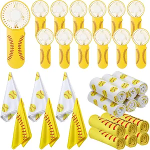 Tudomro 24 Pcs Softball Gifts, Includes 12 Pcs Softball Cooling Towels 40 x12 Gym Cooling Towels, 12 Mini Handheld Fan Small Portable Fan for Team Gifts, Sport Party Favor, Battery Not Include