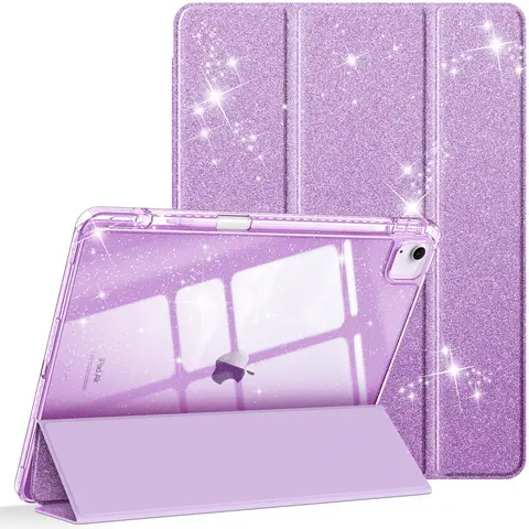 Fintie Glittery Case for iPad Air 13-inch (M4/M3/M2, 2026/2025/2024) w/Crystal Clear Back and Pencil Holder, Lightweight Protection Cover for iPad Air 13"