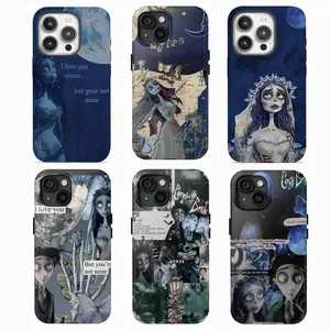 Y-Corpse Bride iPhone Case Victorian Undead Bride,Halloween,blue phone case ,for iPhone 16 15 14 13 12 11 17Pro Max,for Samsung S25 S24 S23 S22 Ultra,Protective Cover,give her/him a gift for Christmas and Thanksgiving