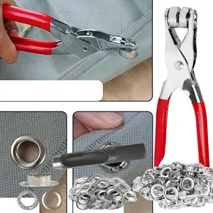 A Set Of 150 Pieces Of 1/2 Inch (about 1.3 cm) Grommet Tools,Leather Hole Punch,Grommet Kit With 150 Silvery Golden Metal Eyelets,Used For Leather,Shoes,Fabric,Belts,Hand Tools Kits,Springtok
