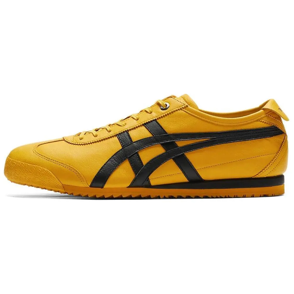 Onitsuka Tiger Mexico 66 SD Unisex Retro Casual Leather Lace-Up Sneakers - Kill Bill Yellow Midsole, 2024 Striped Black Style 1183A872-752, Stripes
