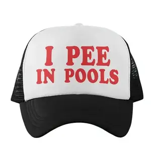 Funny I Pee In Pools Trucker Hat for Men & Women, Vintage Mesh Back Adjustable Snapback Cap for Casual Outdoor Wear, Mesh Snapback