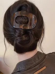 1/4PC Vintage Leopard Print Acrylic Hair Clip, Round Flat Mermaid Style, Suitable for Dense Hair, Versatile Hair Accessory, School Supplies