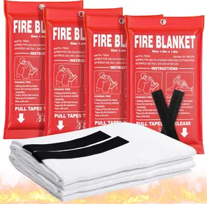 Fire Blanket 4 Pack - 40" x 40" CE Certified Fiberglass Prepared Emergency Fire Blanket for Home and Kitchen, RV, Grill, Fireplace, Safe & Easy for Young Adults and Elderly Living Alone