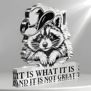 Cute Raccoon Design Acrylic Ornament, Funny Desktop Decoration, Desk Organizer for Home Office, Gift for Women & Men