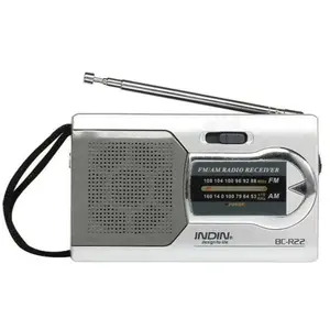 Portable AM/FM Handheld Radio Speaker - Battery-Powered Handheld Radio w/Manual Tuner, Headphone Jack, Integrated Speaker, Adjustable Antenna, Durable Design & Wrist Strap (Battery Not Included)