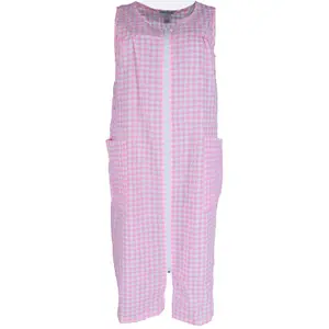 Elegant Emily Women's Woven Striped Gingham Sleeveless Duster, Soft Women's Beach Nightwear, Pajama Loungewear