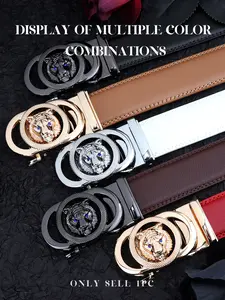 Men's Leather Belt Fashion Casual Dress Belt Business Automatic Buckle Durable Cowhide Waistband All Seasons Plain Style Fashion Belts Trendy Belt
