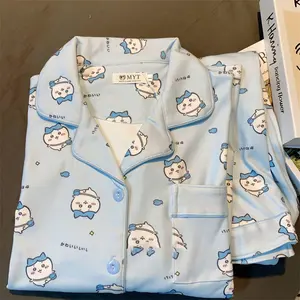 Chiikawa Hachiware Cute Pajamas Set Women Spring Autumn Thickened  Velvet Warm Loungewear Soft Sleepwear Home Clothes Nightwear