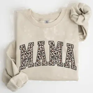 Mama, Leopard Print Sweatshirt, Crew Neck, Women's, Crewneck