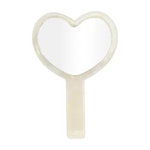 VOCOSTE 1 Pc Lady Heart Shape Handheld Mirror for Business Travel Beauty Parlor White