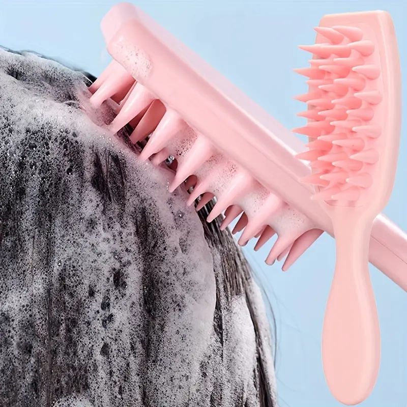 4pcs Shampoo Brush Comb Long Handle Shampoo Comb, Hair Care Tool, Soft Silicone Brush, Shampoo Scrubber for Hair Cleaning, Exfoliating, Scalp Massage, for Home Use, Suitable for Men, Women, Can Be Used for Both Wet and Dry Hair, Great for Hair Salons