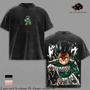 Rock Lee - Naruto Anime T-Shirt Vintage Acid Wash Oversized Graphic Tee Streetwear Gym Pump Gift Anima Fans 841