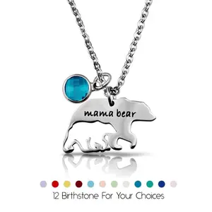Mama Bear Necklace With Birthstone Mothers' Day Gift