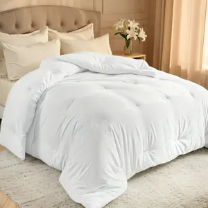Comforters Twin Size, All Season Quilted Bed Comforter,-Soft Down Alternative Duvet Insert with 4 Tabs, Lightweight Bedding Blanket - Machine Washable, White