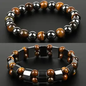 2PCS Tiger Eye & Obsidian Protection Bracelet Set for Men & Women, Handmade Natural Stone Wealth & Abundance Energy Jewelry, TikTok Trending Spiritual Bracelet, Gift for Christmas, Holidays & Daily Wear