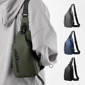 Men's Versatile Sling Chest Bag - Removable Adjustable Strap & Zipper Pockets Shoulder Bags for Business Travel