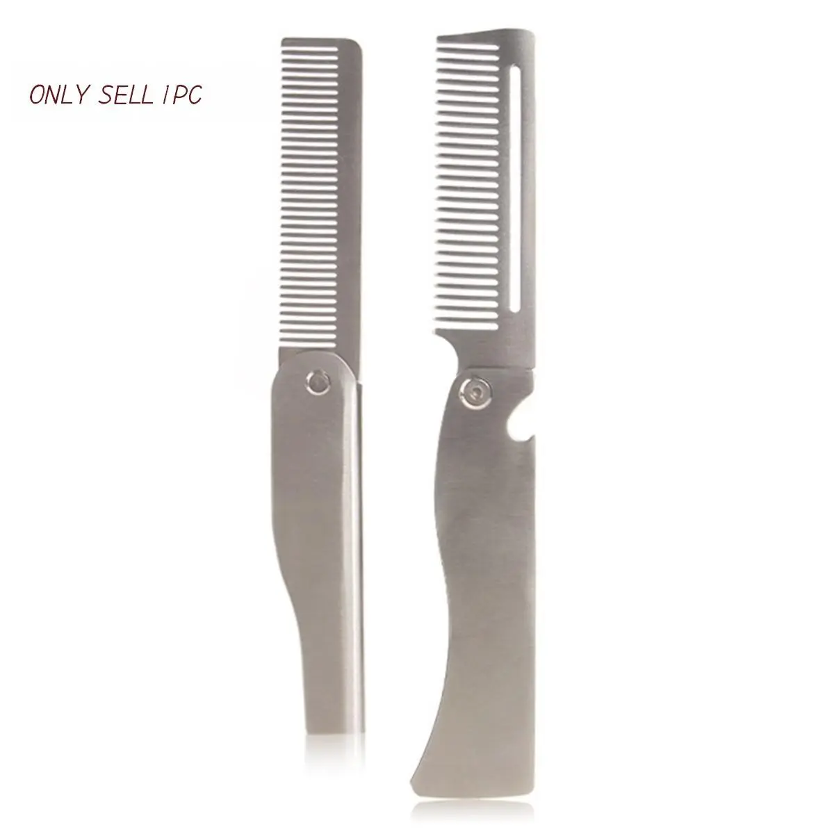 1pc Men's Stainless Steel Folding Comb, Hair Styling Combs, Portable Multifunctional Hairbrush for Outdoor Use, Pocket Size Bottle Opener, Ladies' Bag Combs