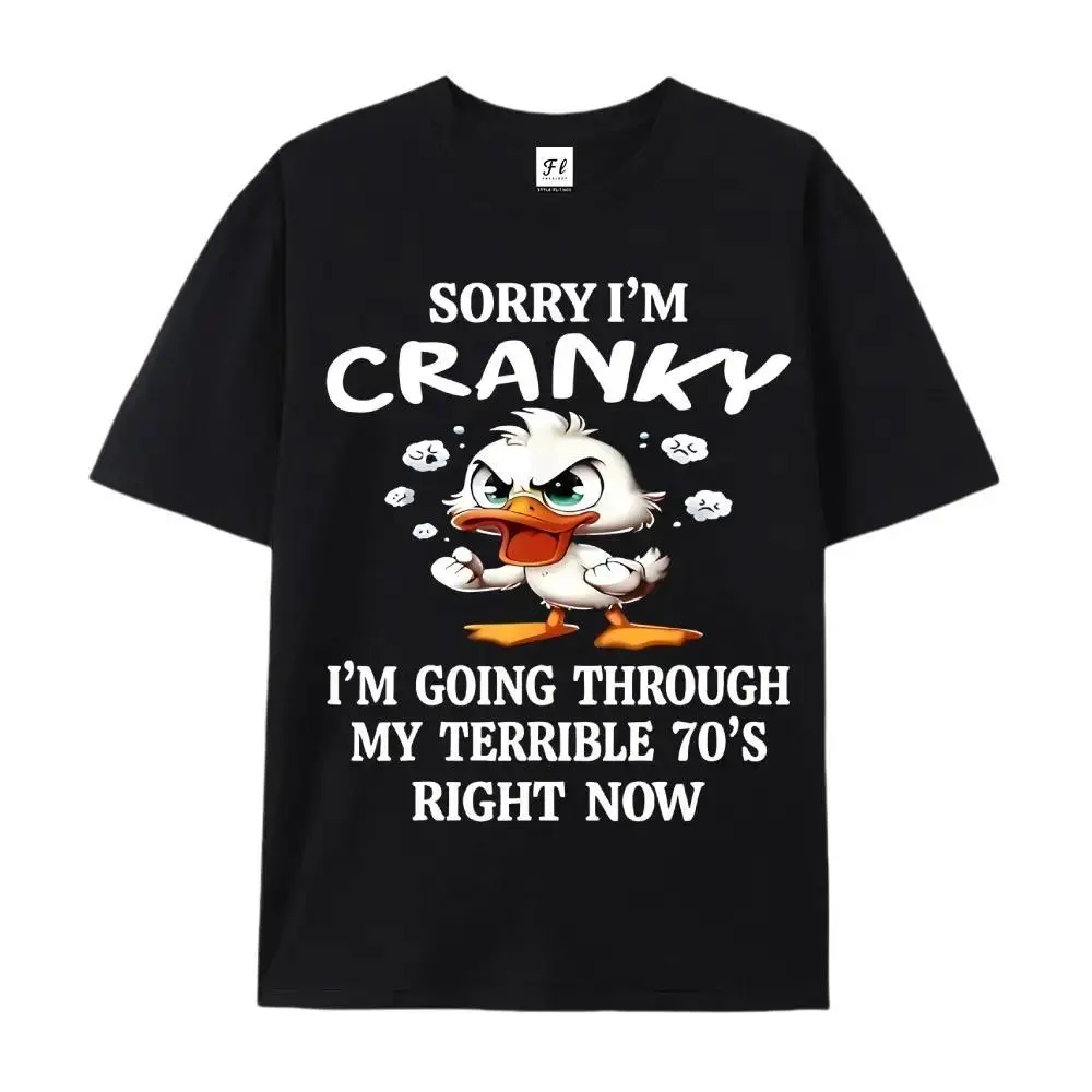 Men's 70s Graphic Korean Funny Duck Print 100% Cotton Short-Sleeve Round Neck Basic Fashion T-Shirt, Unisex Top - Wedding, Valentine’s Day Gift for Partner, Tshirt, Shortsleeve, Easter, Retro, Chinese New Year, Thanksgiving, Graphic Print, Funny Decor, Ca