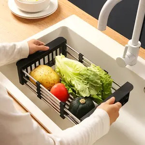 Kitchen Storage Organizer, Stainless Steel Retractable Dish Drying Rack, Space-Saving, Rust-Resistant, drainer sink dish