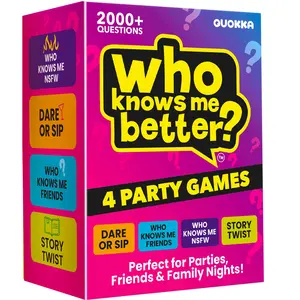 QUOKKA Party Games Set – Who Knows Me Better Collection with 4 Game in 1 Box – 2000+ Questions – Card Games for Adults