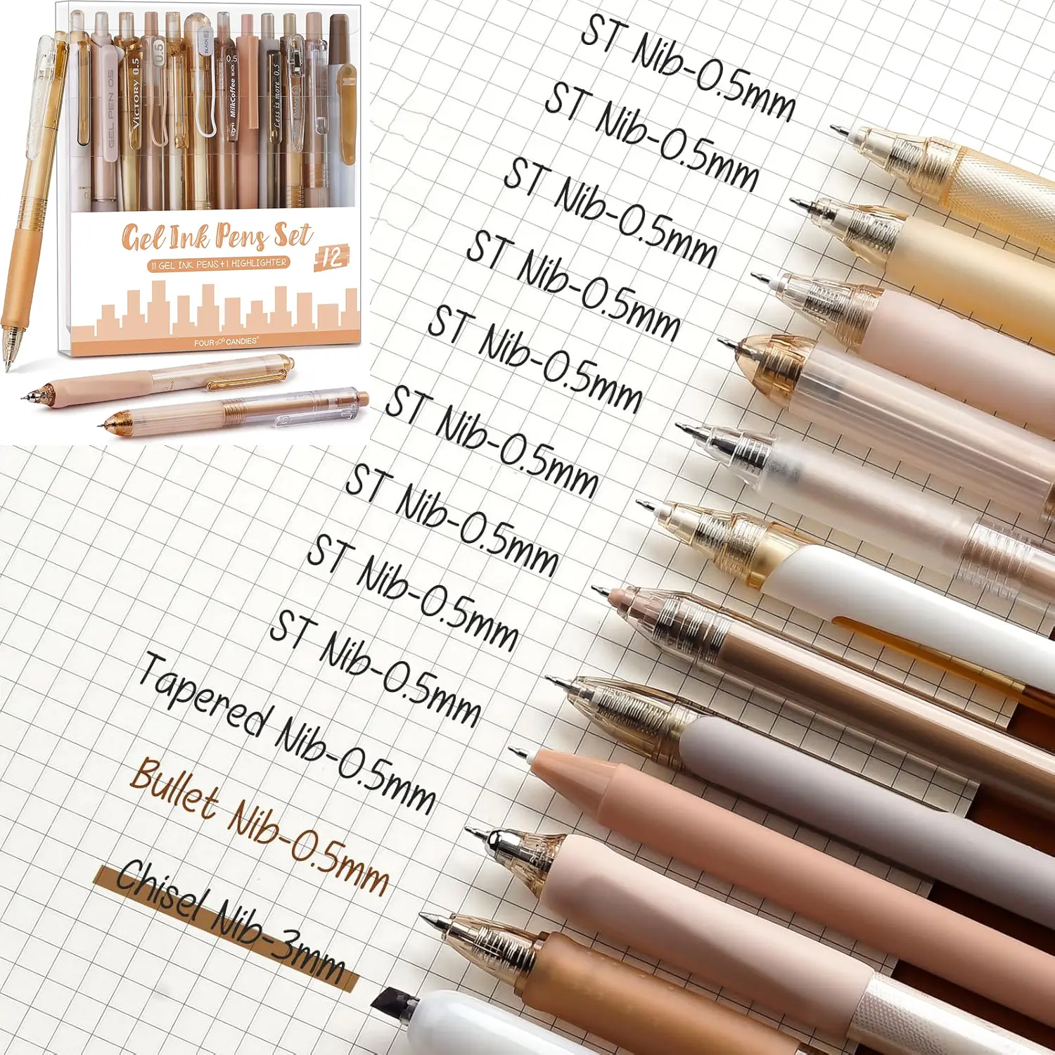 12pack/Brown(black ink*11+Highlighter*1)