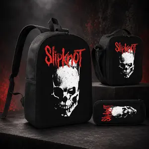 Slipknot Band Graphic Backpack, TikTok Rock Metal Style Daypack, Lightweight Durable Polyester Bag with Padded Shoulder Straps for Travel Work