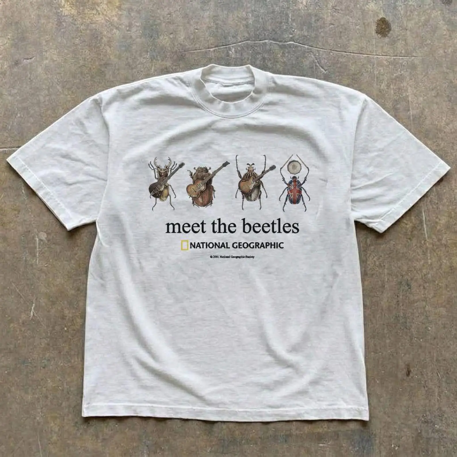 National Geographic Meet the Beetles Graphic Tee, Vintage Y2K Retro Unisex T-Shirt
