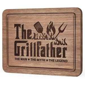 Dad Birthday , The Grillfather Walnut   Board, Dads  from Daughter Son, Cool Kitchen Gifts for BBQ, Grill Masters, Father's Day Board Present for Dads, Father, Daddy